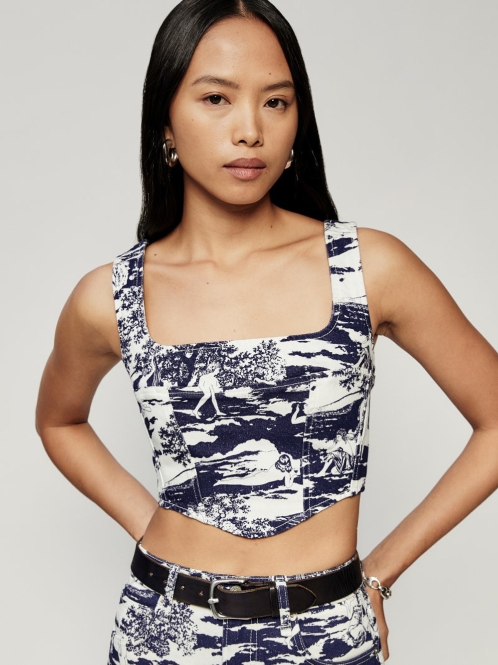Reformation Raya Naked Bustier Square-Neck Crop Top size 6 Rare